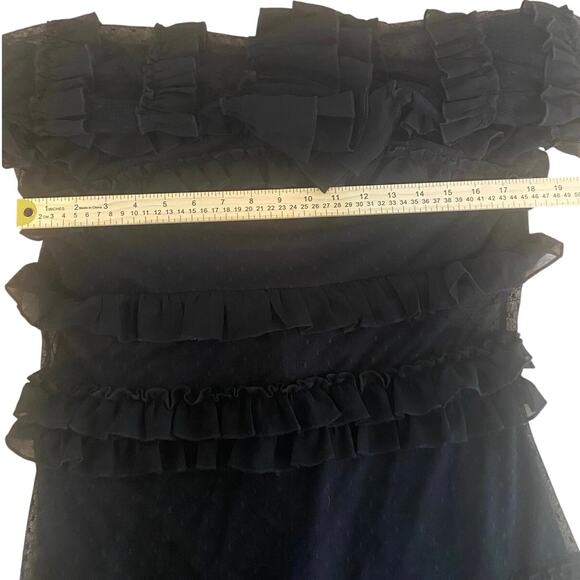 Venus Black Off Shoulder Ruffle Mesh Mini Dress Size 12 - Picture 3 of 4